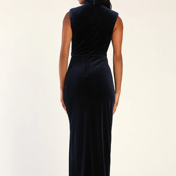 NAVY BLUE VELVET DRESS - Picture 4 of 6